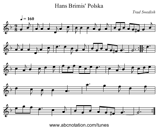 Hans Brimis' Polska - staff notation