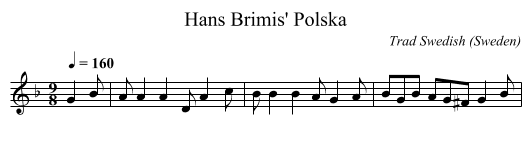 Hans Brimis' Polska - staff notation