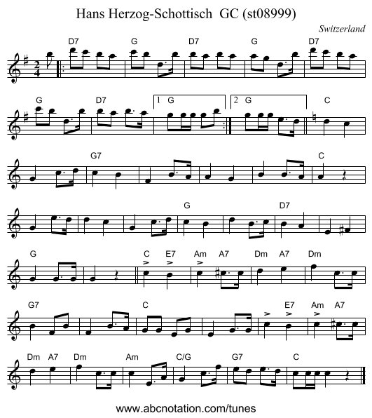 Hans Herzog-Schottisch  GC (st08999) - staff notation