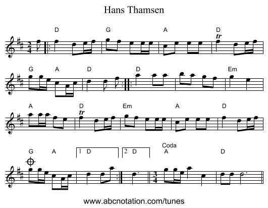 Hans Thamsen - staff notation