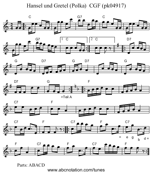 Hansel und Gretel (Polka) CGF (pk04917) - staff notation