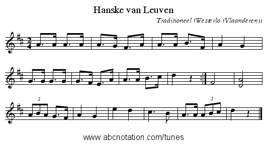 Hanske van Leuven - staff notation