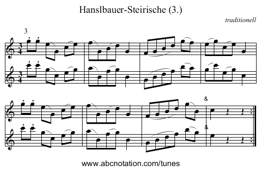 Hanslbauer-Steirische (3.) - staff notation