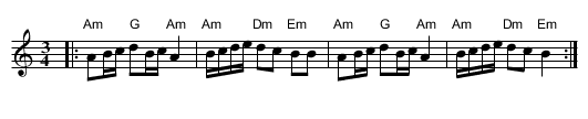 Hanter dro    [Am] - staff notation