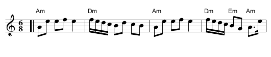 Hanter Dro - An Dro    [Am/F] - staff notation