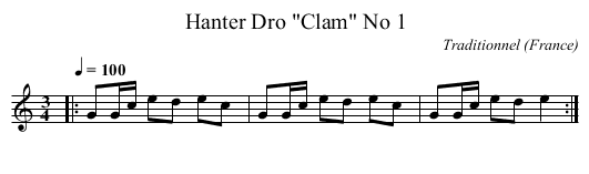 Hanter Dro Clam No 1 - staff notation