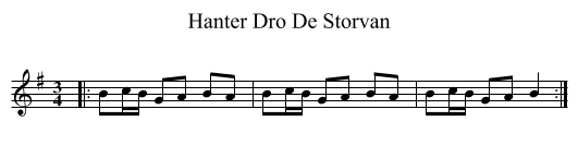 Hanter Dro De Storvan - staff notation