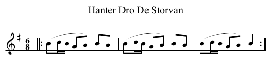 Hanter Dro De Storvan - staff notation