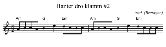 Hanter dro klamm #2 - staff notation