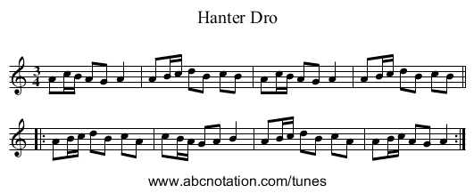 Hanter Dro - staff notation