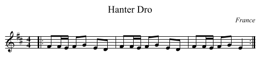 Hanter Dro - staff notation