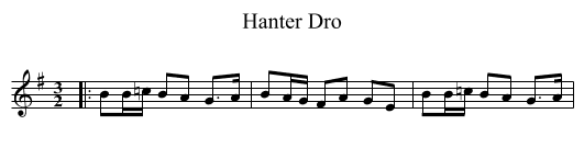 Hanter Dro - staff notation