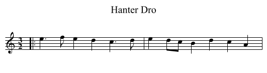 Hanter Dro - staff notation