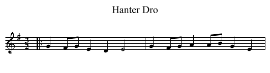 Hanter Dro - staff notation