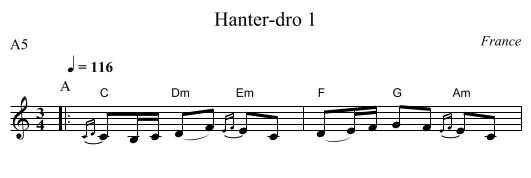 Hanter-dro 1 - staff notation