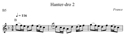 Hanter-dro 2 - staff notation