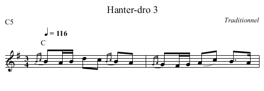 Hanter-dro 3 - staff notation