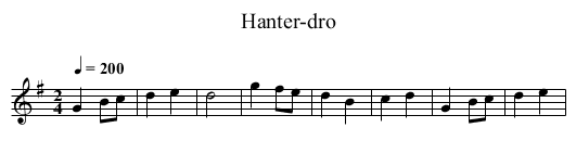 Hanter-dro - staff notation