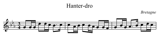 Hanter-dro - staff notation