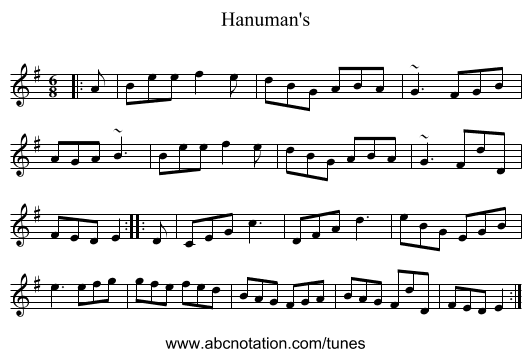 Hanuman's - staff notation
