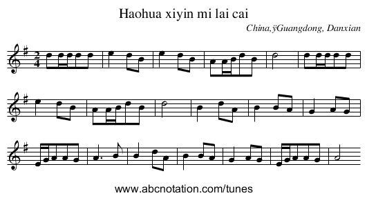 Haohua xiyin mi lai cai - staff notation