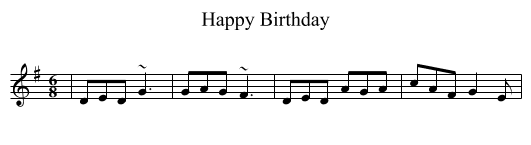 Happy Birthday - staff notation