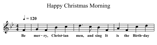 Happy Christmas Morning - staff notation