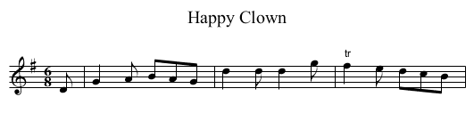 Happy Clown - staff notation