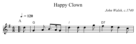 Happy Clown - staff notation