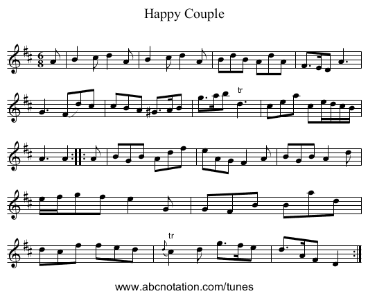 Happy Couple - staff notation