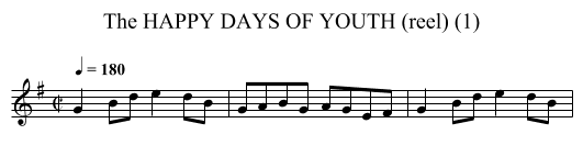 HAPPY DAYS OF YOUTH (reel) (1), The - staff notation