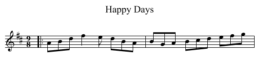 Happy Days - staff notation