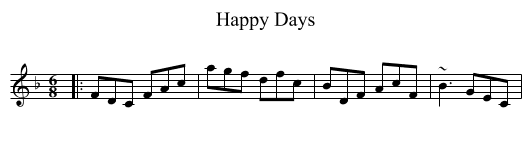 Happy Days - staff notation