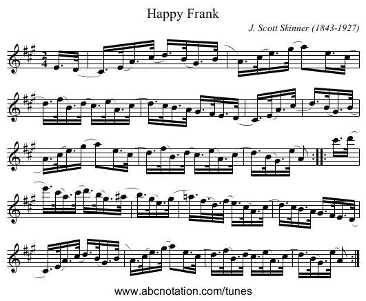 Happy Frank - staff notation