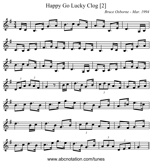 Happy Go Lucky Clog [2] - staff notation