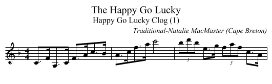 Happy Go Lucky, The - staff notation