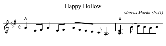 Happy Hollow - staff notation