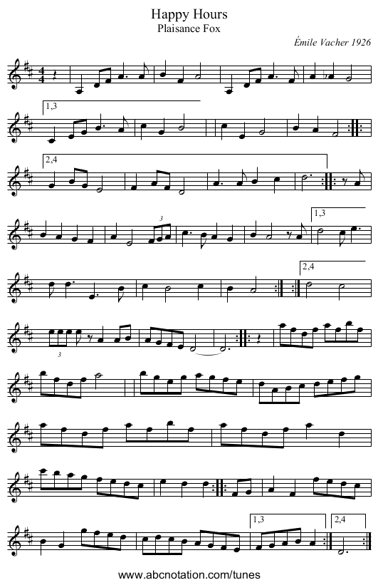 Happy Hours - staff notation
