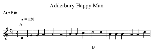 Happy Man, Adderbury - staff notation