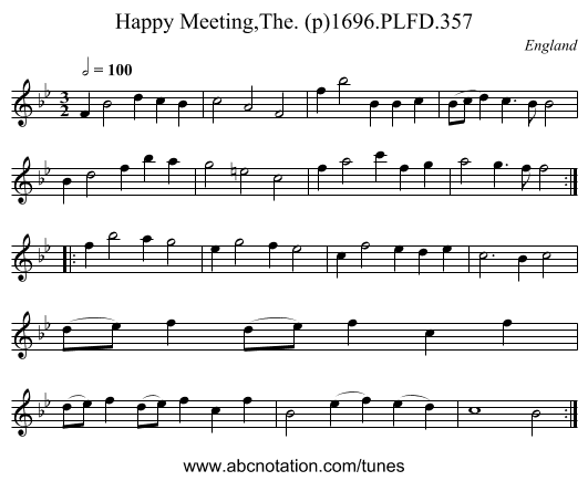 Happy Meeting,The. (p)1696.PLFD.357 - staff notation