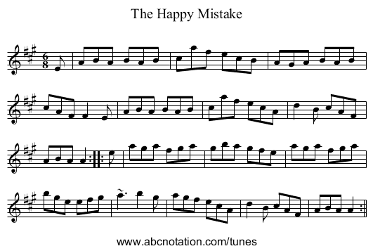 Happy Mistake, The - staff notation