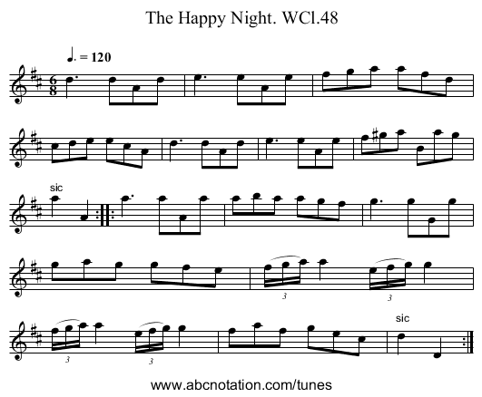Happy Night. WCl.48, The - staff notation