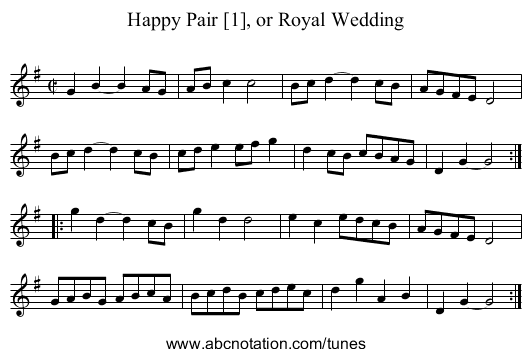 Happy Pair [1], or Royal Wedding - staff notation