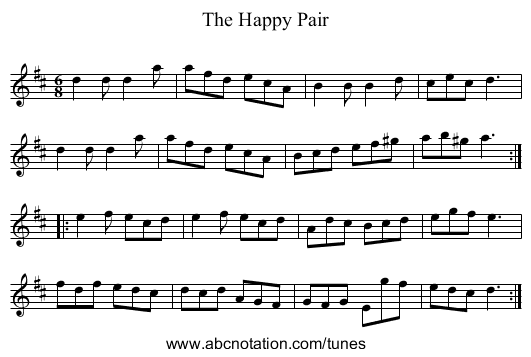 Happy Pair, The - staff notation