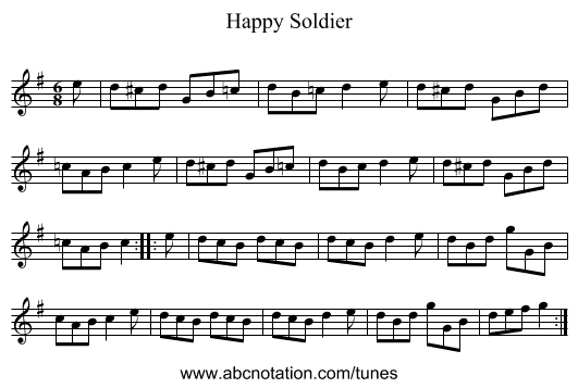 Happy Soldier - staff notation