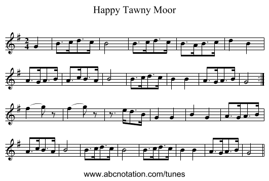 Happy Tawny Moor - staff notation