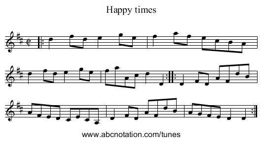 Happy times - staff notation