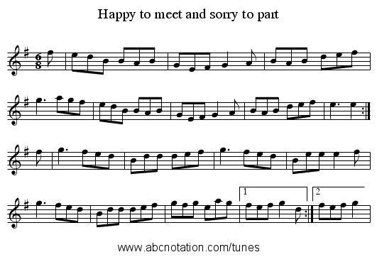 Happy to meet and sorry to part - staff notation