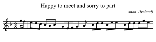 Happy to meet and sorry to part - staff notation