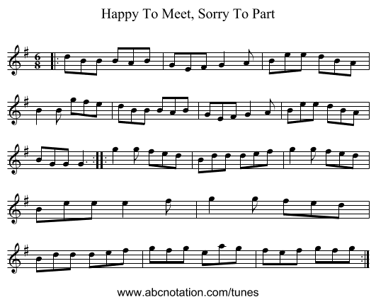 Happy To Meet, Sorry To Part - staff notation